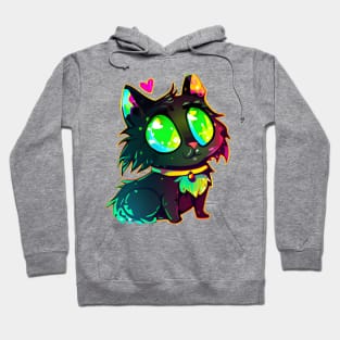 Black cat green eyes Hoodie